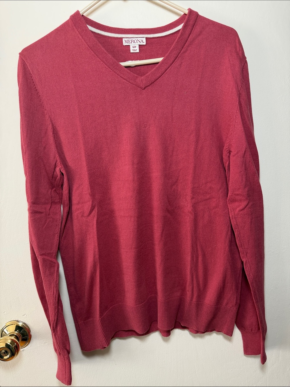Merona Men's V-Neck Sweater in Dusty Berry